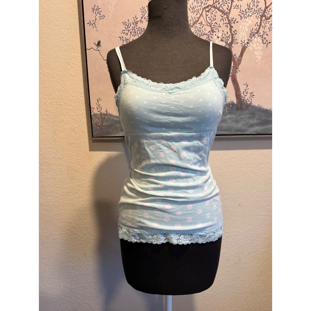 Justice Mint Green Polka Dot Lace Trim Camisole Tank Top